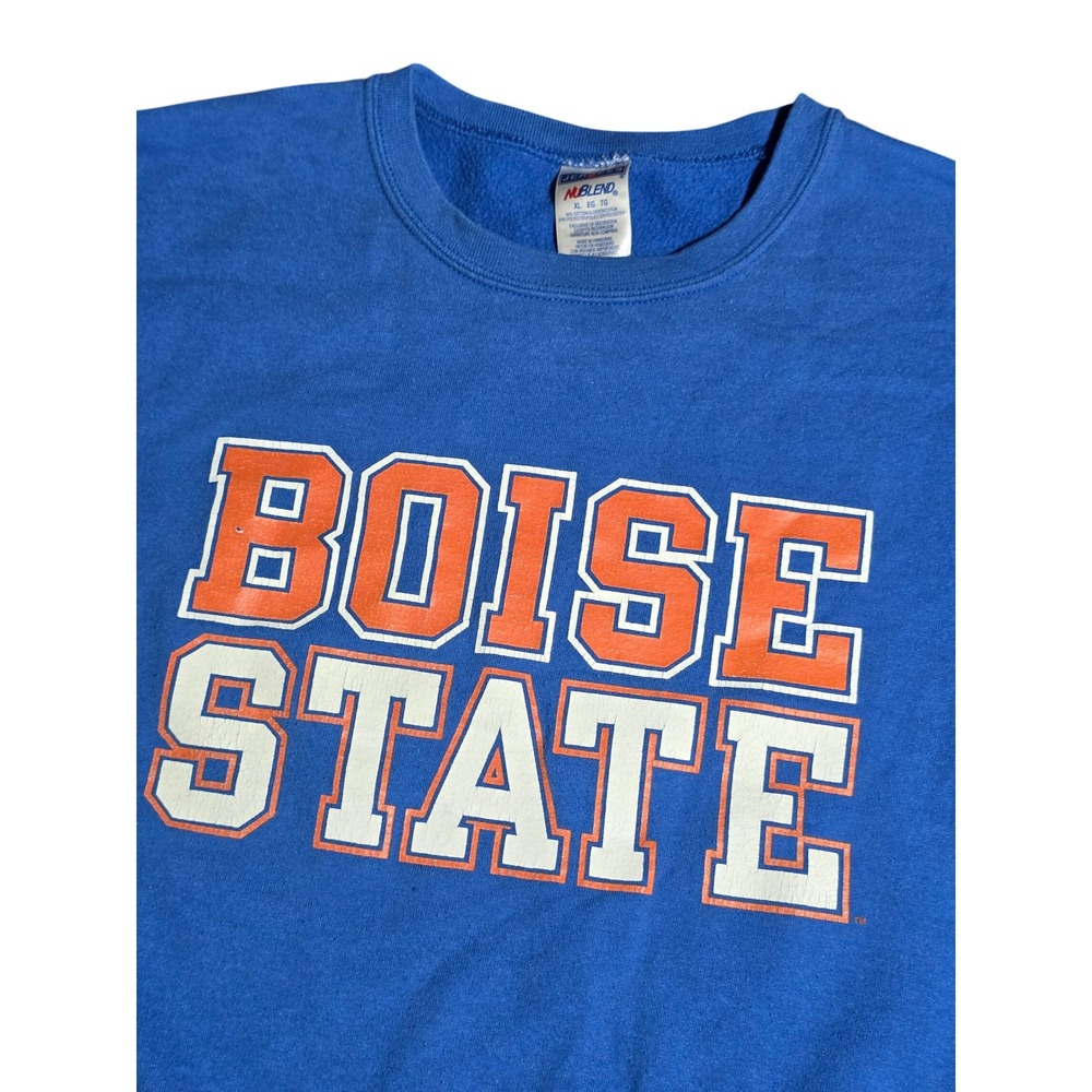 Vintage Y2K Boise State Broncos‎ Crewneck Sweatshirt Blue NCAA Jerzees XL